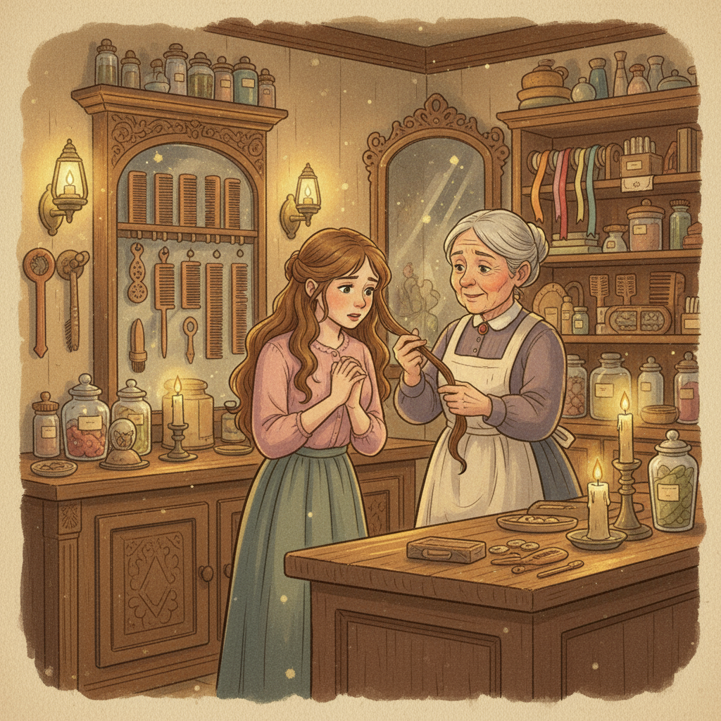Firefly_Illustration in vintage storybook style, softly lit interior of a small Victorian hai 112029 (2)
